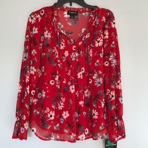 NWT Gorgeous red floral blouse